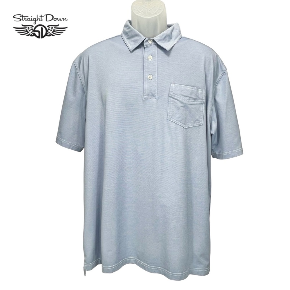 Straight Down | Men XL | Light Blue Moisture Wicking Performance Golf‎ Polo
